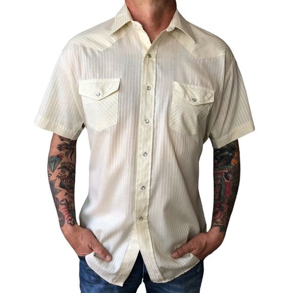 Karman Other - Vintage 80s/90s Karman Short Sleeve Pearl Snap Shirt sz XL